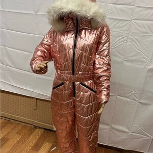 Women's Metallic Pink Snowsuit